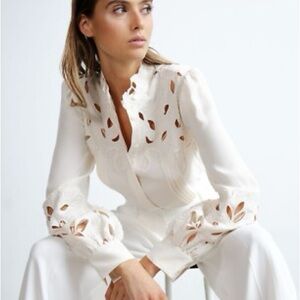 REISS Sophie Lace Trim Shirt